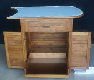 Teak Cabinet Small DEEP W/ 1 Drawer SS, with Rolling SS Shelf - RIGHT (Code-A) KK/20-8952RS (In-Stock US)