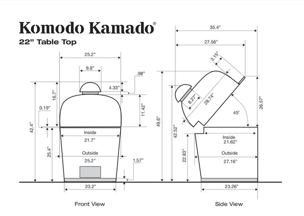 22" HI-CAP TABLE TOP - CAD Drawing - KomodoKamado