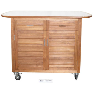 Large Teak 2 drawer Cabinet w/ SS top, drwr & shlvs 7/5509 InStock - KomodoKamado