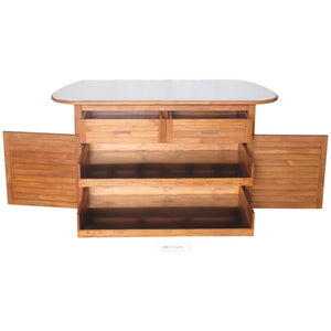 Large Teak 2 drawer Cabinet w/ SS top, drwr & shlvs  7/5575  InStock - KomodoKamado