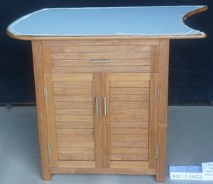 Teak Cabinet Small DEEP W/ 1 Drawer SS, with Rolling SS Shelf - LEFT KK/20-9209LS (In-Stock US)