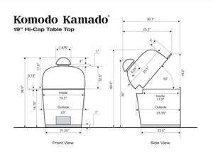 19" Hi-Cap Table Top, CAD Drawing - KomodoKamado