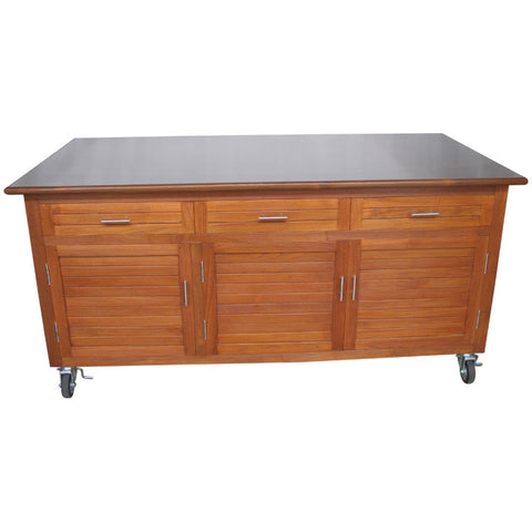 EX-Large Teak 3 drawer Cabinet w/ SS top Custom order