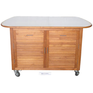 Large Teak 2 drawer Cabinet w/ SS top, drwr & shlvs - 7/5475 in stock - KomodoKamado