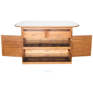 Large Teak 2 drawer Cabinet w/ SS top, drwr & shlvs - 7/5475 in stock - KomodoKamado