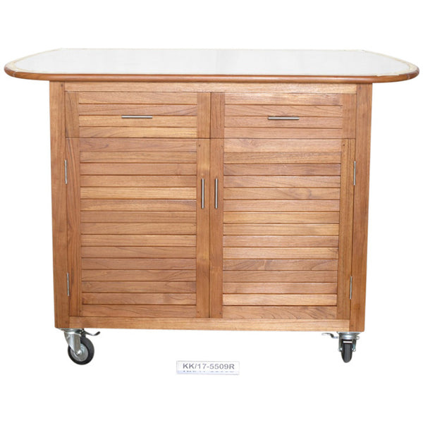 Large Teak 2 drawer Cabinet w/ SS top, drwr & shlvs 7/5509 InStock - KomodoKamado